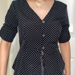 PrettyLittleThing Black Polka Dot Top